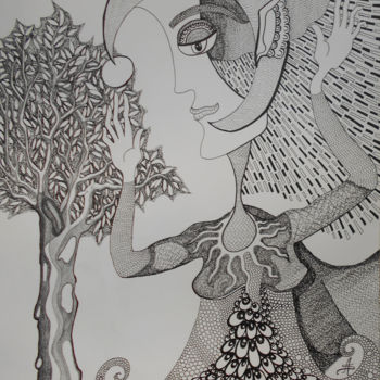 Dessin intitulée "Vol de Nuit" par Aurélie Sarrazin, Œuvre d'art originale, Encre