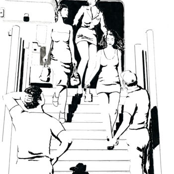 图画 标题为“747 Pin-up” 由Thibault Cernaix, 原创艺术品, 墨