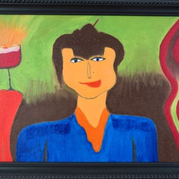 Painting titled "Madame Piná" by Johnnas Oliva, Original Artwork, Oil Mounted on Wood Panel
