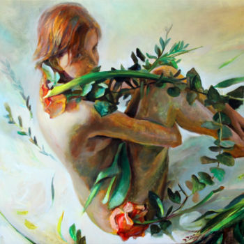 Peinture intitulée "Modesty 100 x 70 cm." par Irjan Moussin, Œuvre d'art originale, Huile Monté sur Châssis en bois
