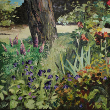 Painting titled "JARDIN DE LA SABLIÈ…" by Jean-Paul Schmitt, Original Artwork, Oil Mounted on Wood Stretcher frame