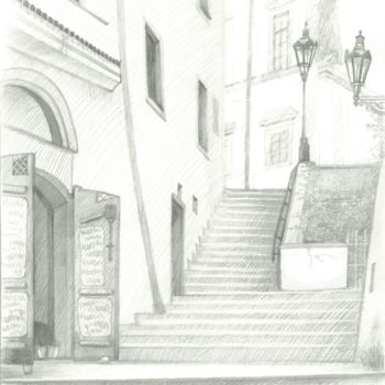 Drawing titled "Steps Loretanskaya,…" by Ivan Klymenko, Original Artwork, Pencil