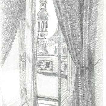 Рисунок под названием "View from the windo…" - Ivan Klymenko, Подлинное произведение искусства, Карандаш