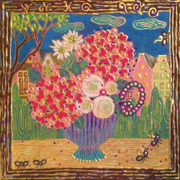 Peinture intitulée "SAISON NOUVELLE" par Chiori Ohnaka, Œuvre d'art originale, Pigments Monté sur Panneau de bois