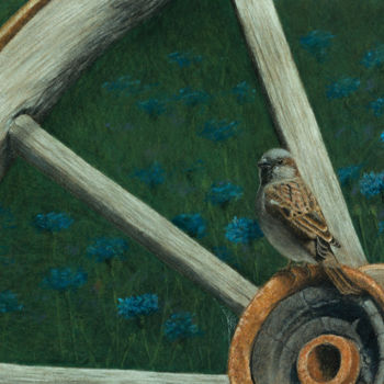 Disegno intitolato "House sparrow" da Mikhail Vedernikov, Opera d'arte originale, Pastello