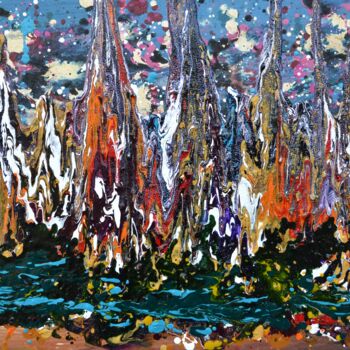 Painting titled ""...au delà..."" by Didier Aumignon (didAUM), Original Artwork, Oil Mounted on Wood Stretcher frame