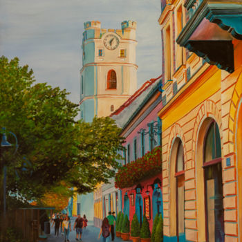 Painting titled ""Csonka" church" by Ildikó Dallos-Nagy (DallosArt), Original Artwork, Acrylic Mounted on Wood Stretcher fra…