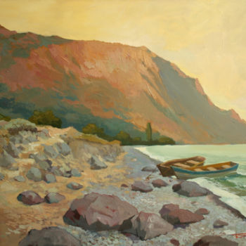 Painting titled "Evening landscape." by Denis Bely, Original Artwork, Oil