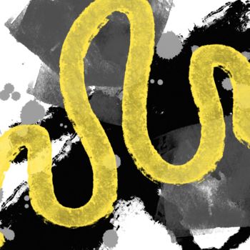 Digital Arts titled "Yellow Line - 3" by Cila, Original Artwork, Digital Painting Mounted on Aluminium