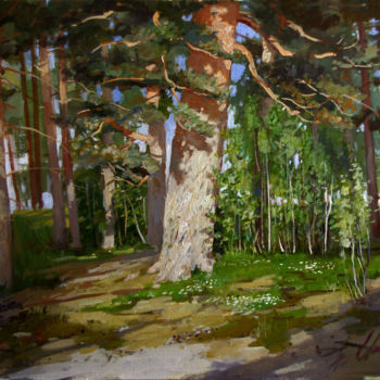 Pintura titulada "Pine forest" por Elmar Magerram, Obra de arte original, Oleo