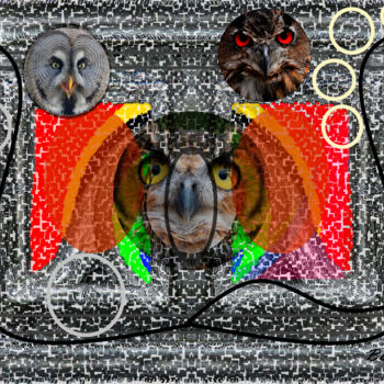 Digitale Kunst mit dem Titel "Three Duck" von Marc Bulyss, Original-Kunstwerk, Digitale Malerei
