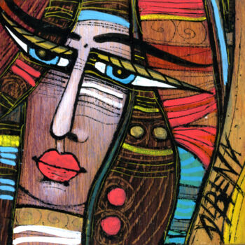 设计 标题为“Portrait 10x10” 由Albena Vatcheva, 原创艺术品, 饰品