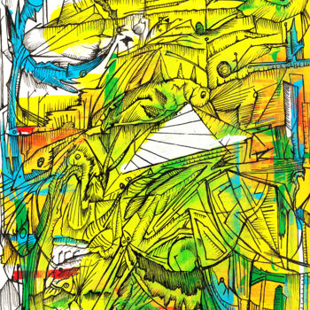 Estampas & grabados titulada "Palimpsest III" por Costigan, Obra de arte original, Impresión digital Montado en Cartulina