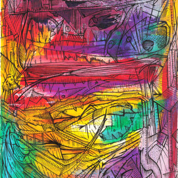 Estampas & grabados titulada "Palimpsest IV" por Costigan, Obra de arte original, Impresión digital Montado en Cartulina