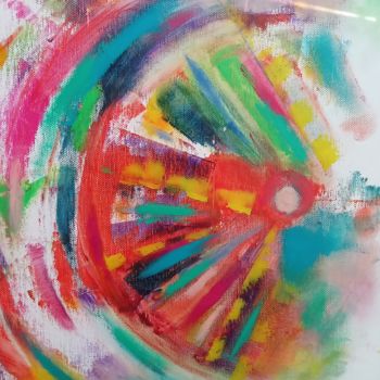 Painting titled "Feu" by Dominique Bertrand, Original Artwork, Acrylic