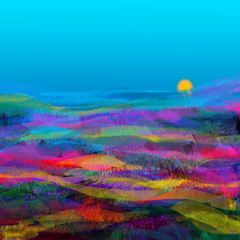 数字艺术 标题为“Paysage intérieur” 由Gérard Esquerre, 原创艺术品, 数字油画 安装在铝上