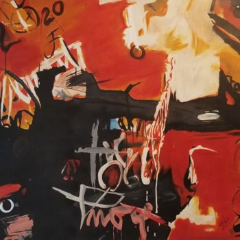 Pittura intitolato "la vaca y el pingui…" da Fredy, Opera d'arte originale, Olio Montato su Pannello di legno