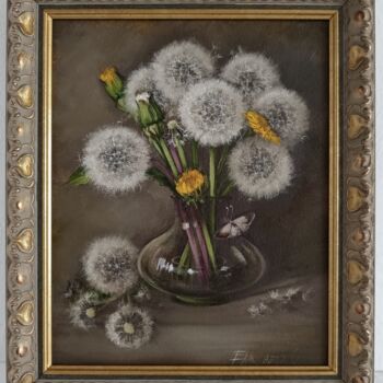 제목이 "Bouquet of dandelio…"인 미술작품 Olesya Ermolaeva로, 원작, 기름 나무 들것 프레임에 장착됨