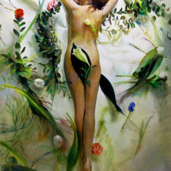 「Morning 100 x 70 cm.」というタイトルの絵画 Irjan Moussinによって, オリジナルのアートワーク, オイル ウッドストレッチャーフレームにマウント