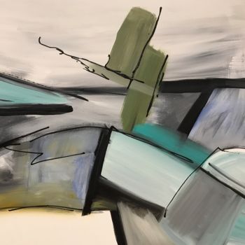 Painting titled "Flevolandschap" by Tiny De Bruin, Original Artwork, Acrylic Mounted on Wood Panel