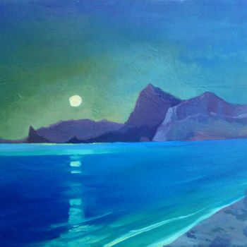 Painting titled "The white moon." by Denis Bely, Original Artwork, Oil