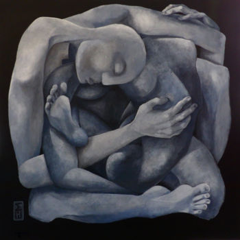 Peinture intitulée "Couple de contorsio…" par Emilie Mota-Maldonado, Œuvre d'art originale, Acrylique Monté sur Châssis en b…
