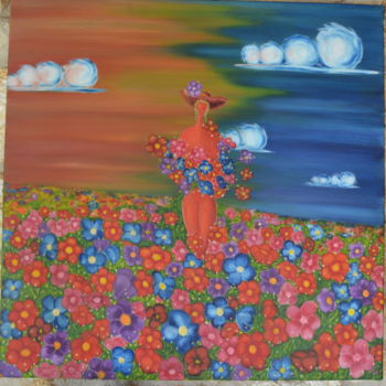 Peinture intitulée "Floraison." par Sophie Et Lionel Pardessus, Œuvre d'art originale, Huile Monté sur Châssis en bois