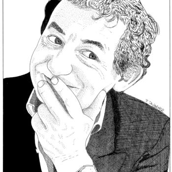 Drawing titled "Pierre Desproges" by Pascal Tavarner, Original Artwork, Ink