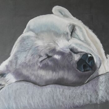 Peinture intitulée "La sieste de l'ours…" par Catherine Costet (Lccat), Œuvre d'art originale, Pastel