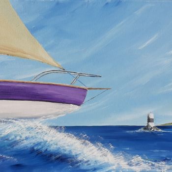 Malerei mit dem Titel "Retour à terre" von Flachet, Original-Kunstwerk, Öl