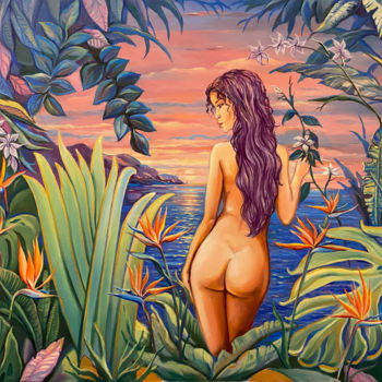 Pittura intitolato "Tropical Goddess" da Dmitry King, Opera d'arte originale, Olio