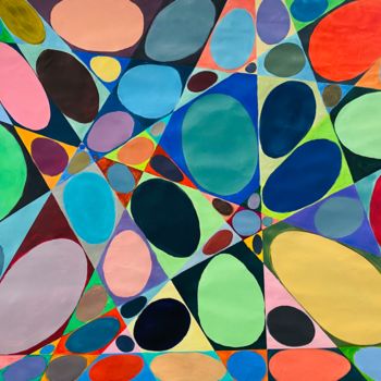 Painting titled "Geometric abstracti…" by Dolgor Dugarova (Dolgor Art), Original Artwork, Acrylic