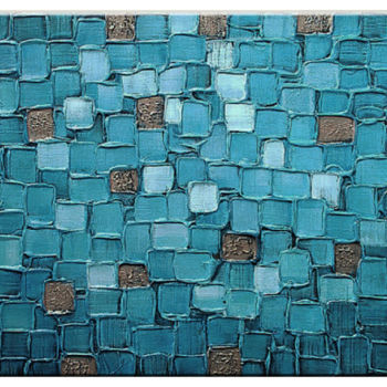 「Turquoise Stained G…」というタイトルの絵画 Malinga Kumarasingheによって, オリジナルのアートワーク, アクリル ウッドストレッチャーフレームにマウント