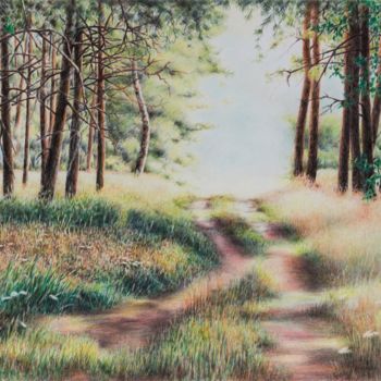 Zeichnungen mit dem Titel "Wanderung durch die…" von Ronald Firla, Original-Kunstwerk, Conté-Buntstifte