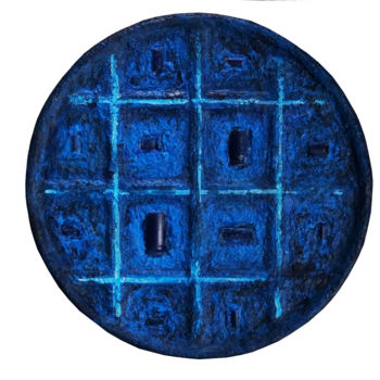 Collages titled "My Blue Dot" by Ana-Maria Panaitescu, Original Artwork, Collages Mounted on Cardboard