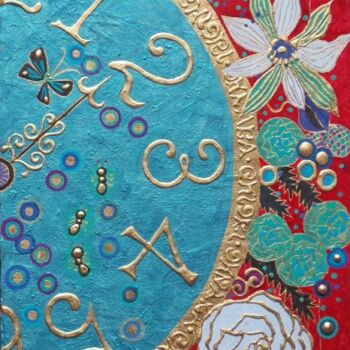 Peinture intitulée "FLOWER CLOCK 1" par Chiori Ohnaka, Œuvre d'art originale, Pigments