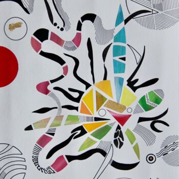 Dessin intitulée "21 016 Rayons noirs" par Pascal Cavalli, Œuvre d'art originale, Encre