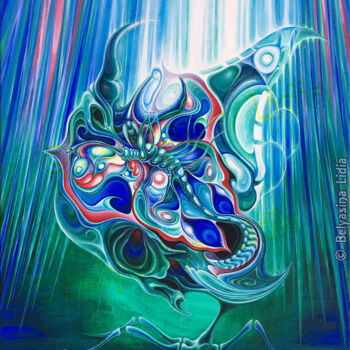 Malerei mit dem Titel "Demon "Demon Transf…" von Lidia Belyasin, Original-Kunstwerk, Tempera Auf Keilrahmen aus Holz montiert