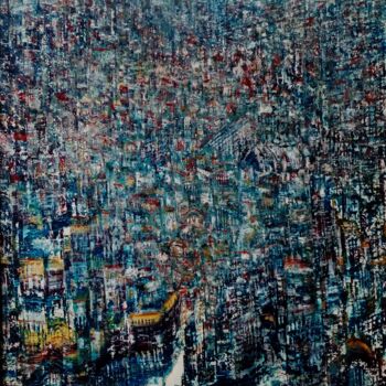 Painting titled "LISBON  OF CASTLE" by Francisco Gaia, Original Artwork, Oil Mounted on Wood Panel