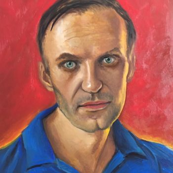 「Navalny in September」というタイトルの絵画 Ruslan Baysaevによって, オリジナルのアートワーク, オイル ウッドストレッチャーフレームにマウント