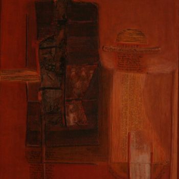 Peinture intitulée ""Le flacon et son g…" par Annick Bonnet-Dupeyron, Œuvre d'art originale, Collages Monté sur Châssis en b…