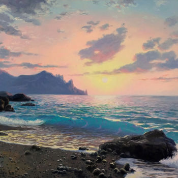 Painting titled "Dawn at Koktebel" by Aleksandr Bolotov, Original Artwork, Oil