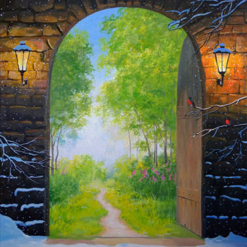 Painting titled "A Door to Summer" by Aleksandr Bolotov, Original Artwork, Oil