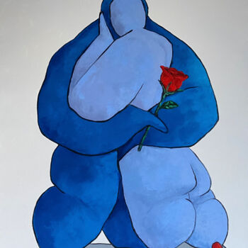 Painting titled "Lovers dancing chee…" by Ta Byrne, Original Artwork, Oil