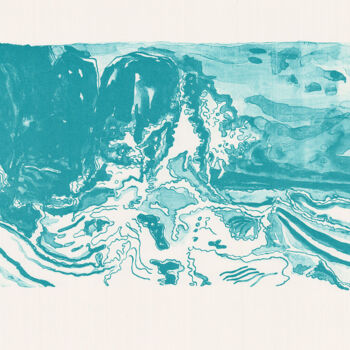 Gravures & estampes intitulée "Les Vagues" par Andreja Soleil, Œuvre d'art originale, Lithographie