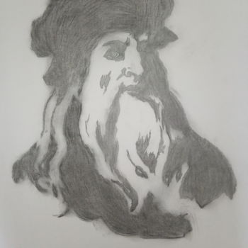 图画 标题为“Leonardo da Vinci” 由Bianchini Jr, 原创艺术品, 木炭