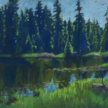 Drawing titled "Flowers Lake. Summe…" by Kira Sokolovskaia, Original Artwork, Pastel