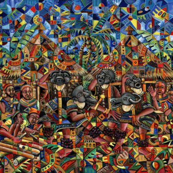 Printmaking titled "Juju Dance Group gi…" by Angu Walters, Original Artwork, Analog Print