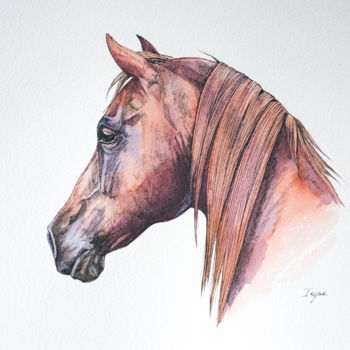 Painting titled "Watercolor Arabian…" by Irynahorseart, Original Artwork, Watercolor