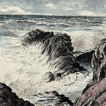 Drawing titled "La vague." by Michel Kulisa, Original Artwork, Ink